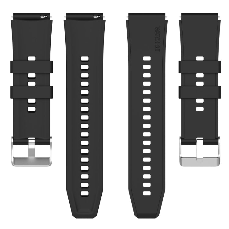 Protruding Head Silver Buckle Silicone Watch Band, For Huawei Watch GT 3 Pro 46mm 22mm, For Huawei Watch GT 3 Pro 43mm 20mm