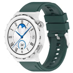 Protruding Head Silver Buckle Silicone Watch Band, For Huawei Watch GT 3 Pro 46mm 22mm, For Huawei Watch GT 3 Pro 43mm 20mm