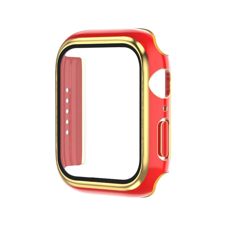 Electroplating Two-color PC+Tempered Film Watch Case, For Apple Watch Series 9 / 8 / 7 45mm, For Apple Watch Series 6/5/4/SE 44mm