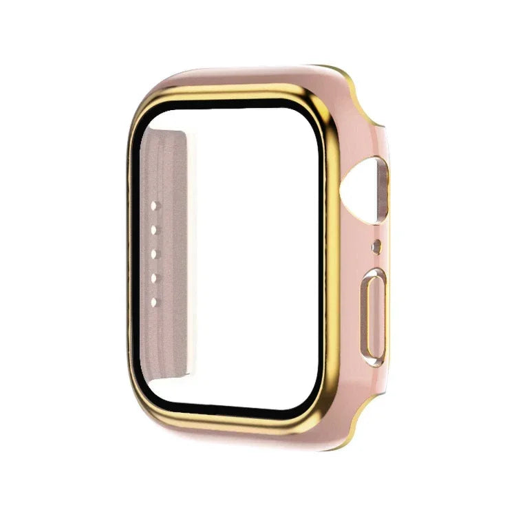 Electroplating Two-color PC+Tempered Film Watch Case, For Apple Watch Series 6/5/4/SE 40mm, For Apple Watch Series 3/2/1 38mm