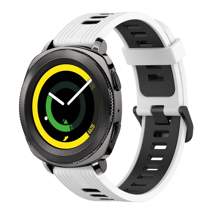 20mm Vertical Pattern Two-Color Silicone Watch Band, For Samsung Galaxy watch 42mm, For Samsung Gear Sport, For Samsung Gear S2 Classic