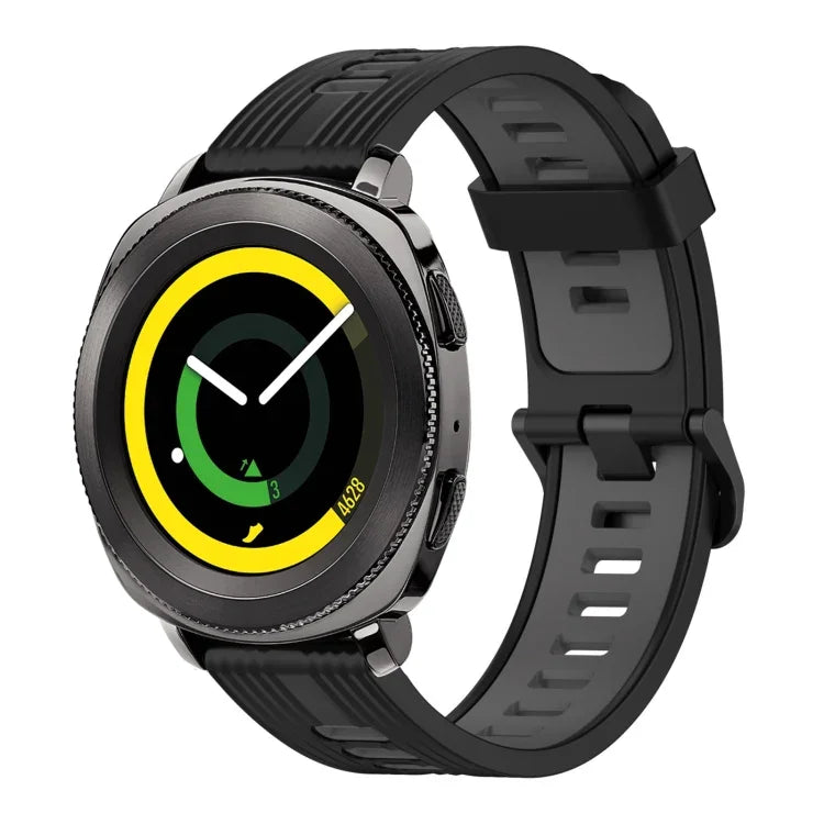 20mm Vertical Pattern Two-Color Silicone Watch Band, For Samsung Galaxy watch 42mm, For Samsung Gear Sport, For Samsung Gear S2 Classic