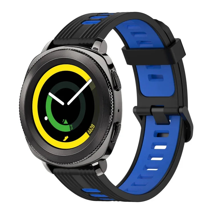 20mm Vertical Pattern Two-Color Silicone Watch Band, For Samsung Galaxy watch 42mm, For Samsung Gear Sport, For Samsung Gear S2 Classic