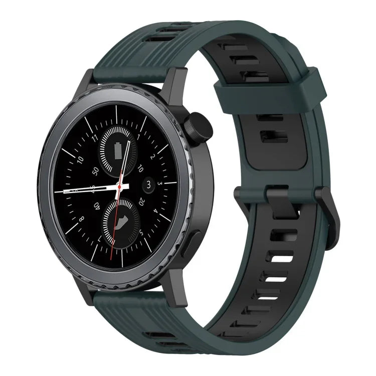 20mm Vertical Pattern Two-Color Silicone Watch Band, For Samsung Galaxy watch 42mm, For Samsung Gear Sport, For Samsung Gear S2 Classic
