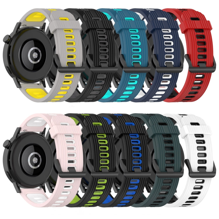 20mm Vertical Pattern Two-Color Silicone Watch Band, For Garmin Forerunner 245 Music, For Garmin Vivoactive 3 Music