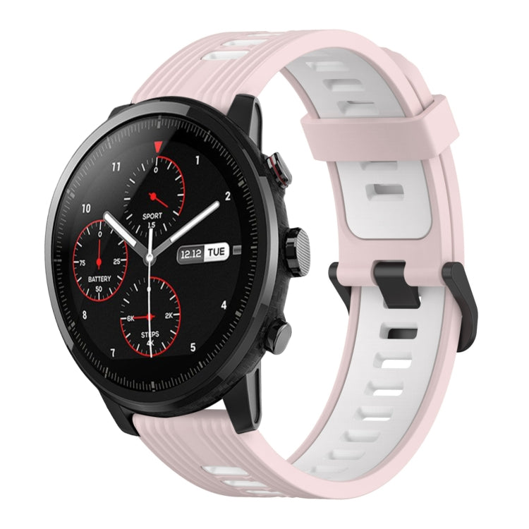22mm Vertical Pattern Two-Color Silicone Watch Band, For Amazfit 2 Stratos, For  Amazfit Z