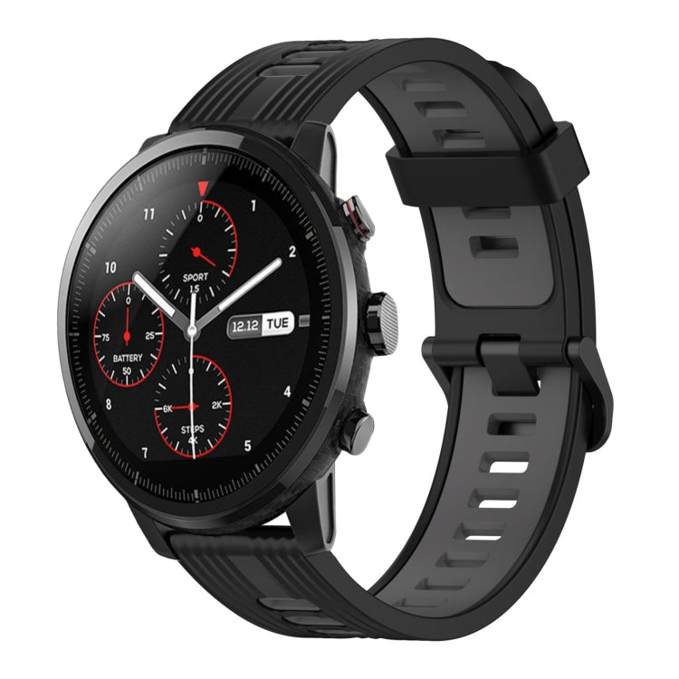 22mm Vertical Pattern Two-Color Silicone Watch Band, For Amazfit 2 Stratos, For  Amazfit Z