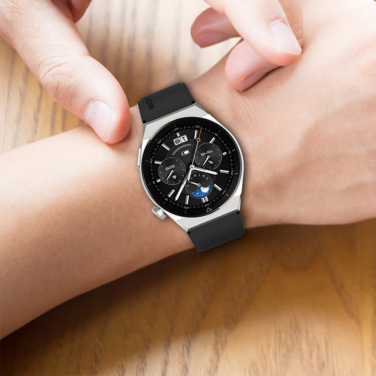 Protruding Head Silicone Strap Silver Buckle, For Huawei  Watch GT Runner 22mm, For Huawei Watch GT3 46mm 22mm, For Huawei Watch 3 / Watch3 Pro 22mm, For Huawei Watch GT2 Pro / GT2e 22mm