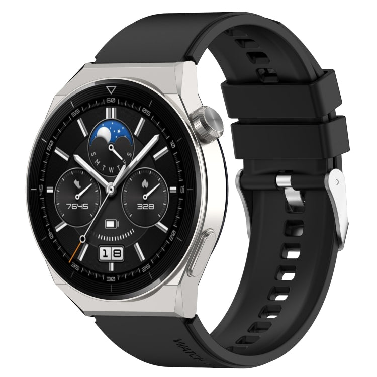 Protruding Head Silicone Strap Silver Buckle, For Huawei Watch GT 42mm/46mm / GT2 46mm 22mm, For Honor Watch GS Pro 22mm, For Honor Magic Watch 2 46mm 22mm, For Huawei Watch GT3 42mm 20mm