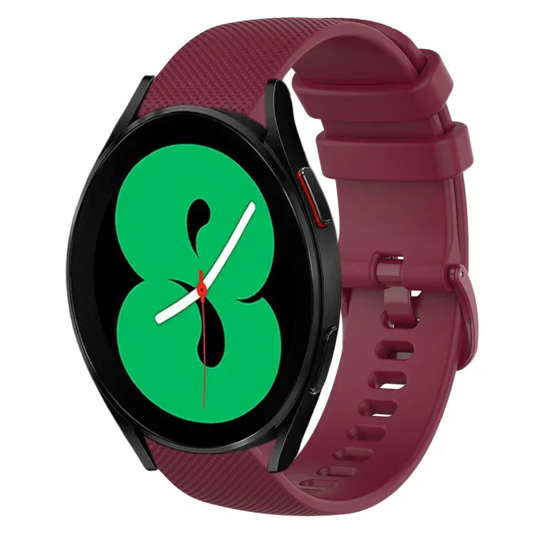 20mm Plaid Solid Color Silicone Watch Band, For Samsung Galaxy Watch4 44mm, For Samsung Galaxy Watch4 Classic 46mm, For Samsung Galaxy Watch4 Classic 42mm, For Samsung Galaxy Watch Active 2