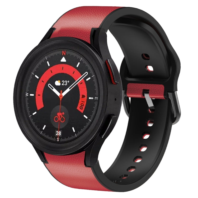 20mm Silicone Adhesive Leather Watch Band, For Samsung Galaxy Watch 5 40mm, For Samsung Galaxy Watch 5 44mm, For Samsung Galaxy Watch 5 Pro 45mm, For Samsung Galaxy Watch 4 40mm, For Samsung Galaxy Watch 4 44mm
