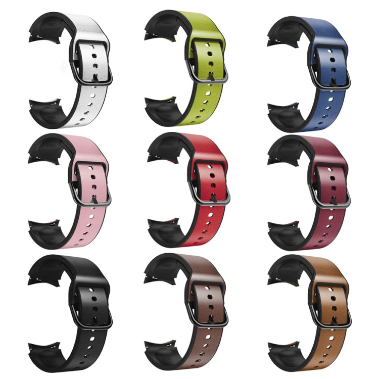 20mm Silicone Adhesive Leather Watch Band, For Samsung Galaxy Watch 5 40mm, For Samsung Galaxy Watch 5 44mm, For Samsung Galaxy Watch 5 Pro 45mm, For Samsung Galaxy Watch 4 40mm, For Samsung Galaxy Watch 4 44mm