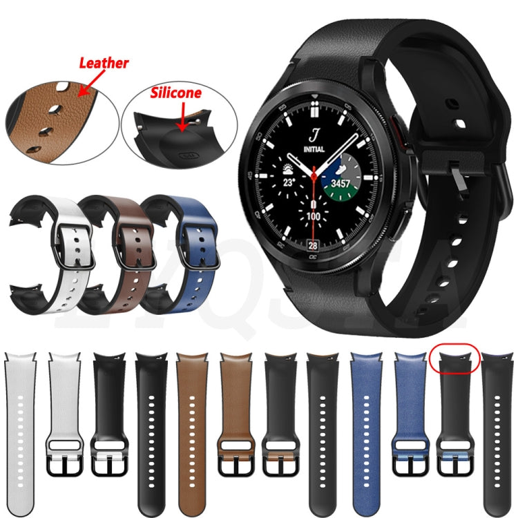 20mm Silicone Adhesive Leather Watch Band, For Samsung Galaxy Watch 5 40mm, For Samsung Galaxy Watch 5 44mm, For Samsung Galaxy Watch 5 Pro 45mm, For Samsung Galaxy Watch 4 40mm, For Samsung Galaxy Watch 4 44mm