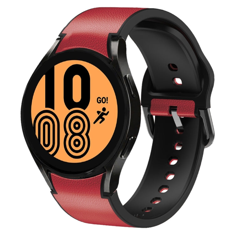 20mm Silicone Adhesive Leather Watch Band, For Samsung Galaxy Watch 5 40mm, For Samsung Galaxy Watch 5 44mm, For Samsung Galaxy Watch 5 Pro 45mm, For Samsung Galaxy Watch 4 40mm, For Samsung Galaxy Watch 4 44mm
