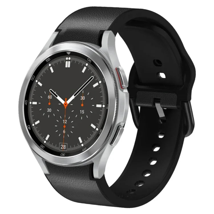 20mm Silicone Adhesive Leather Watch Band, For Samsung Galaxy Watch 4 Classic 46mm, For Samsung Galaxy Watch 4 Classic 42mm, For Samsung Galaxy Watch Active 2