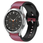 20mm Silicone Adhesive Leather Watch Band, For Samsung Galaxy Watch 4 Classic 46mm, For Samsung Galaxy Watch 4 Classic 42mm, For Samsung Galaxy Watch Active 2