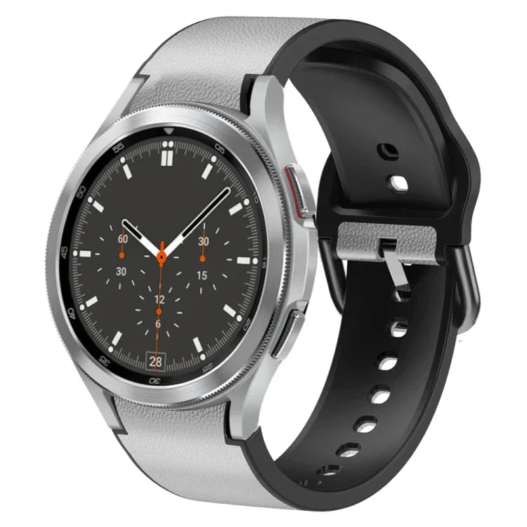 20mm Silicone Adhesive Leather Watch Band, For Samsung Galaxy Watch 4 Classic 46mm, For Samsung Galaxy Watch 4 Classic 42mm, For Samsung Galaxy Watch Active 2