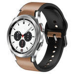20mm Silicone Adhesive Leather Watch Band, For Samsung Galaxy Watch 4 Classic 46mm, For Samsung Galaxy Watch 4 Classic 42mm, For Samsung Galaxy Watch Active 2