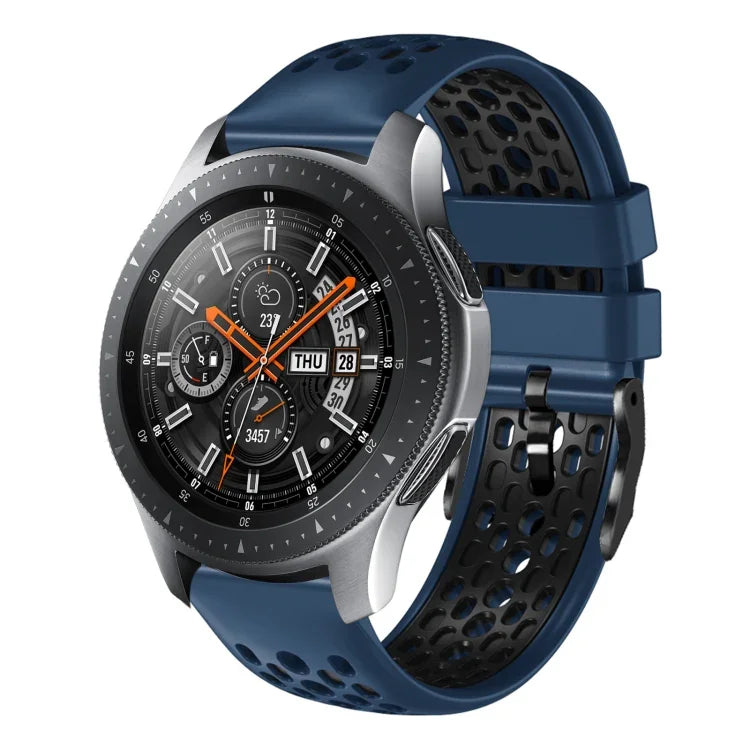 22mm Two-Color Breathable Silicone Watch Band, For Samsung Galaxy Watch3 45mm, For Samsung Galaxy Watch 46mm, For Samsung Gear S3 Classic, For Samsung Gear S3 Frontier