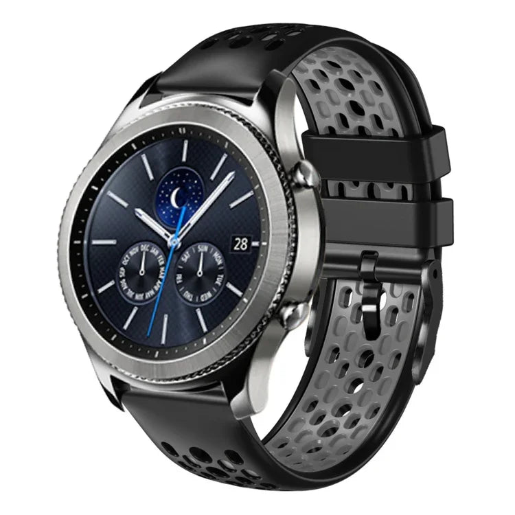 22mm Two-Color Breathable Silicone Watch Band, For Samsung Galaxy Watch3 45mm, For Samsung Galaxy Watch 46mm, For Samsung Gear S3 Classic, For Samsung Gear S3 Frontier