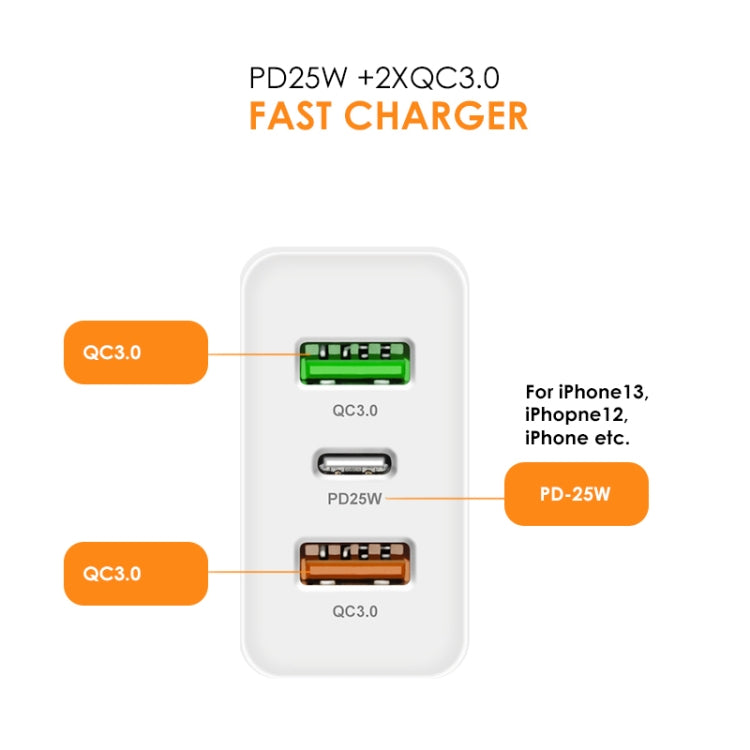 45W PD3.0 + 2 x QC3.0 USB Multi Port Charger with Type-C to Type-C Cable, UK Plug, UK Plug + Type-C to Type-C Cable