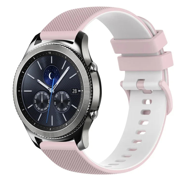22mm Checkered Two-Color Silicone Watch Band, For Samsung Galaxy Watch3 45mm, For Samsung Galaxy Watch 46mm, For Samsung Gear S3 Classic, For Samsung Gear S3 Frontier