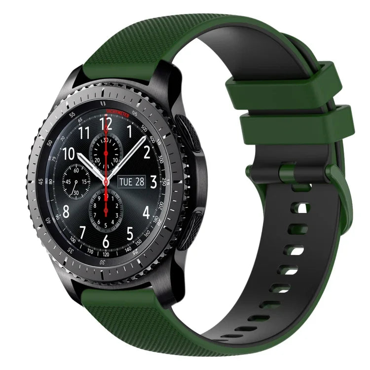 22mm Checkered Two-Color Silicone Watch Band, For Samsung Galaxy Watch3 45mm, For Samsung Galaxy Watch 46mm, For Samsung Gear S3 Classic, For Samsung Gear S3 Frontier