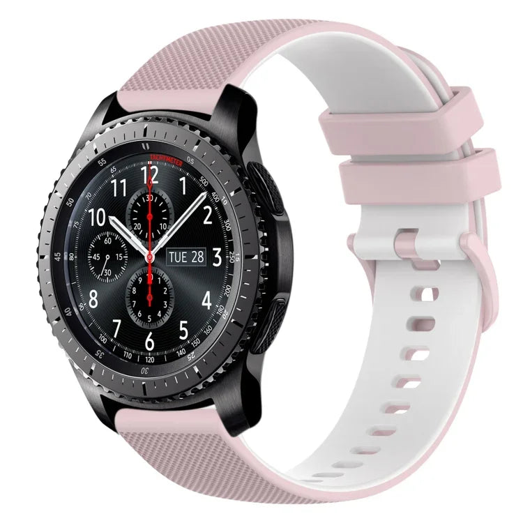 22mm Checkered Two-Color Silicone Watch Band, For Samsung Galaxy Watch3 45mm, For Samsung Galaxy Watch 46mm, For Samsung Gear S3 Classic, For Samsung Gear S3 Frontier