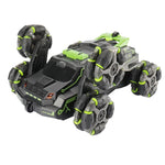 MoFun JC03 2.4G remote control six-wheel stunt car 360 degree swing arm without dead angle drift spray remote control car, MoFun JC03 (Green)