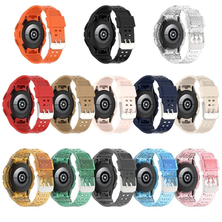 Armor Integrated TPU Double-Pin Buckle Smart Watch Band, For Samsung Galaxy Watch4 40mm, For Samsung Galaxy Watch4 Classic 46mm