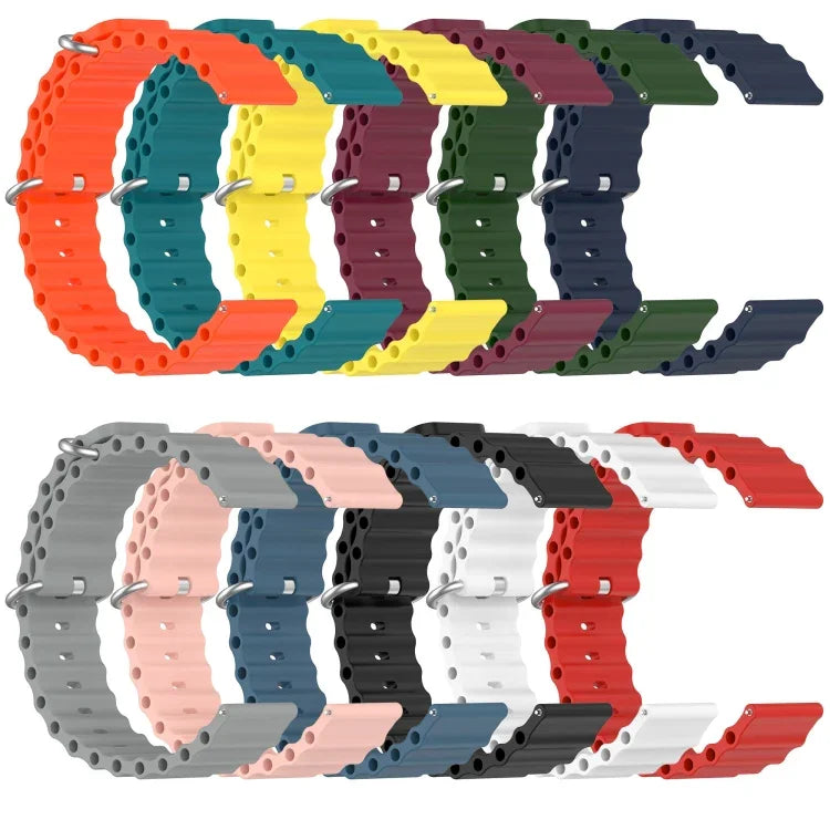 20mm Ocean Style Silicone Solid Color Watch Band, For Samsung Galaxy Watch Active 2 44mm, For Samsung Galaxy Watch 42mm