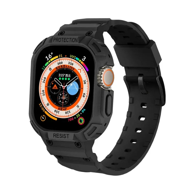 For Apple Watch Ultra 3 / 2 / 1 49mm JUNSUNMAY Integrated TPU Case Adjustable Elastic Watch Band