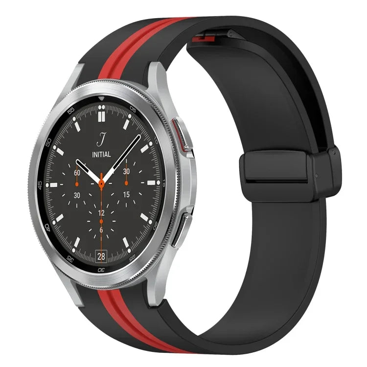 Folding Magnetic Clasp Silicone Watch Band, For Samsung Galaxy Watch 4 Classic 46mm, For Samsung Galaxy Watch 4 Classic 42mm