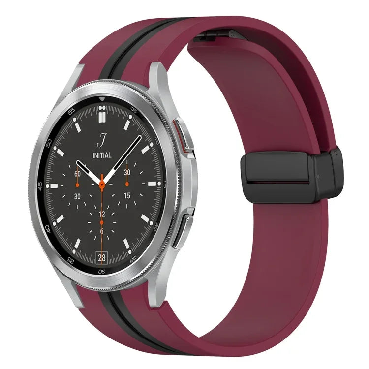 Folding Magnetic Clasp Silicone Watch Band, For Samsung Galaxy Watch 4 Classic 46mm, For Samsung Galaxy Watch 4 Classic 42mm