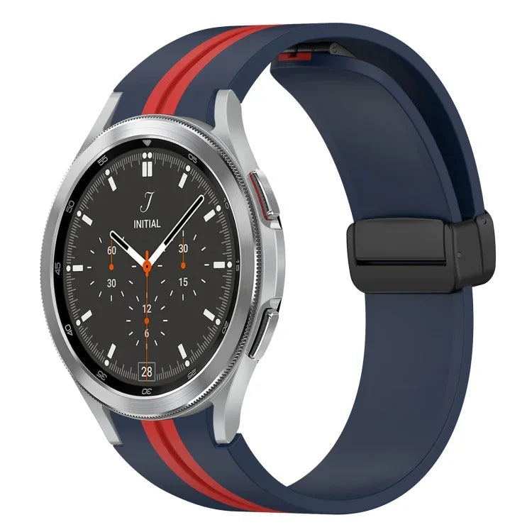 Folding Magnetic Clasp Silicone Watch Band, For Samsung Galaxy Watch 4 Classic 46mm, For Samsung Galaxy Watch 4 Classic 42mm