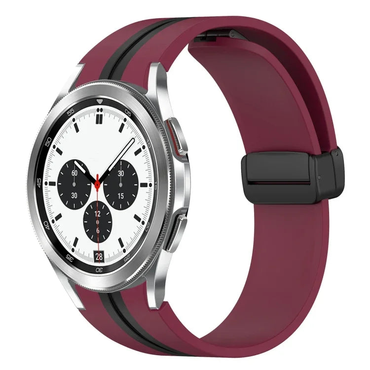 Folding Magnetic Clasp Silicone Watch Band, For Samsung Galaxy Watch 4 Classic 46mm, For Samsung Galaxy Watch 4 Classic 42mm