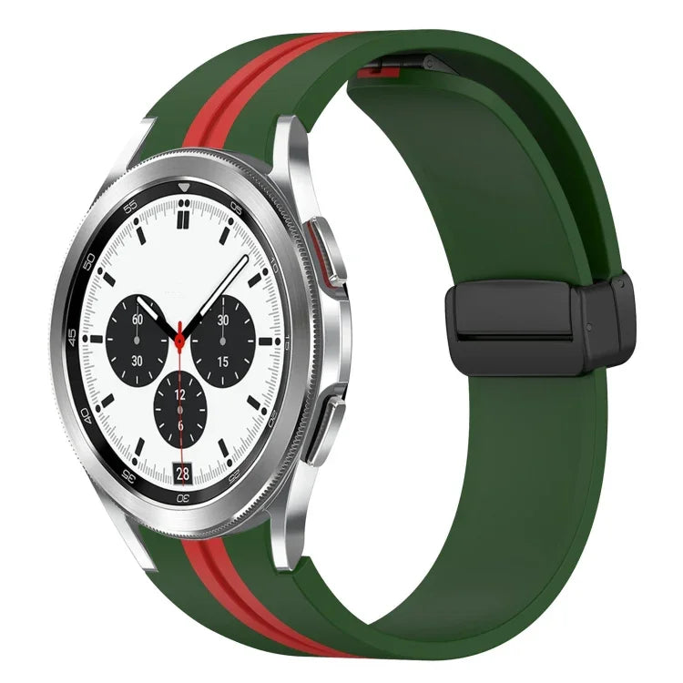 Folding Magnetic Clasp Silicone Watch Band, For Samsung Galaxy Watch 4 Classic 46mm, For Samsung Galaxy Watch 4 Classic 42mm