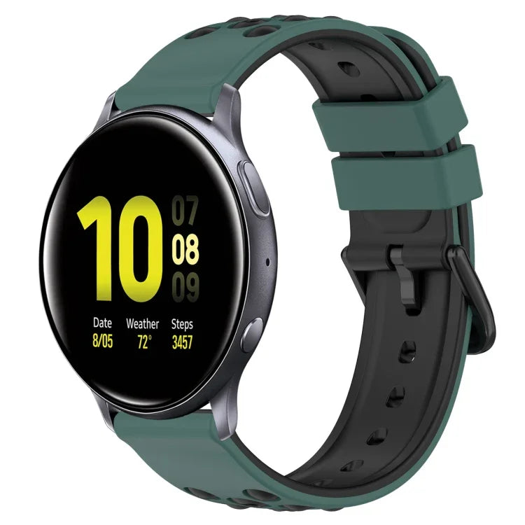 20mm Two-Color Porous Silicone Watch Band, For Samsung Galaxy Watch Active2 44mm, For Samsung Galaxy Watch 42mm