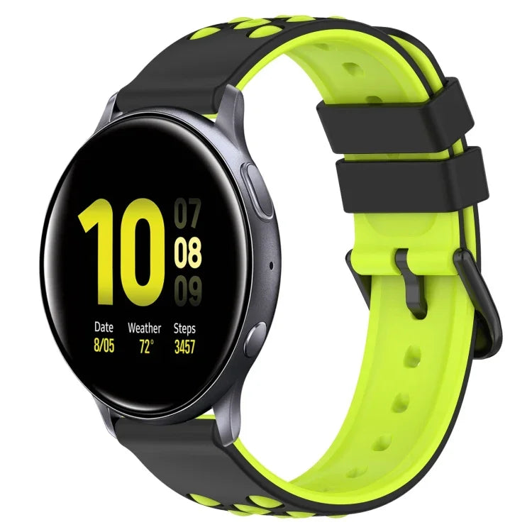20mm Two-Color Porous Silicone Watch Band, For Samsung Galaxy Watch Active2 44mm, For Samsung Galaxy Watch 42mm