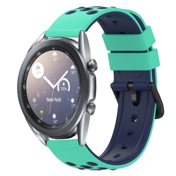 22mm Two-Color Porous Silicone Watch Band, For Samsung Galaxy Watch3 45mm, For Samsung Galaxy Watch 46mm, For Samsung Gear S3 Classic, For Samsung Gear S3 Frontier