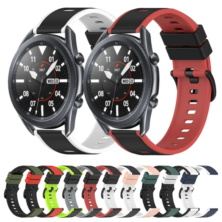 22mm Two-Color Porous Silicone Watch Band, For Samsung Galaxy Watch3 45mm, For Samsung Galaxy Watch 46mm, For Samsung Gear S3 Classic, For Samsung Gear S3 Frontier