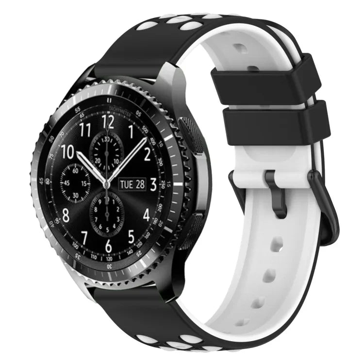 22mm Two-Color Porous Silicone Watch Band, For Samsung Galaxy Watch3 45mm, For Samsung Galaxy Watch 46mm, For Samsung Gear S3 Classic, For Samsung Gear S3 Frontier