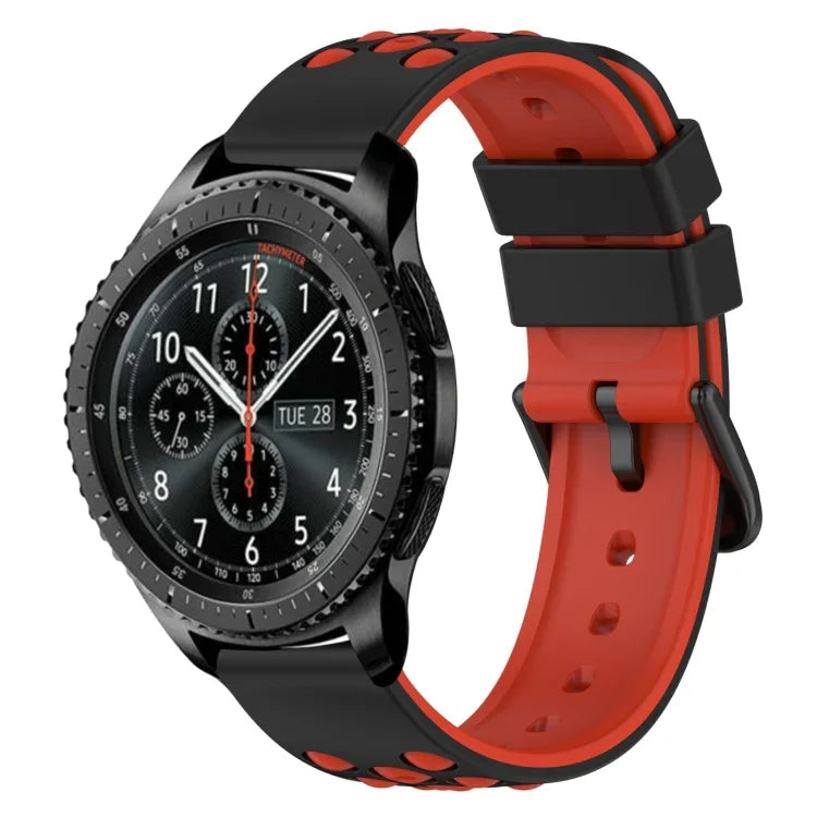 22mm Two-Color Porous Silicone Watch Band, For Samsung Galaxy Watch3 45mm, For Samsung Galaxy Watch 46mm, For Samsung Gear S3 Classic, For Samsung Gear S3 Frontier