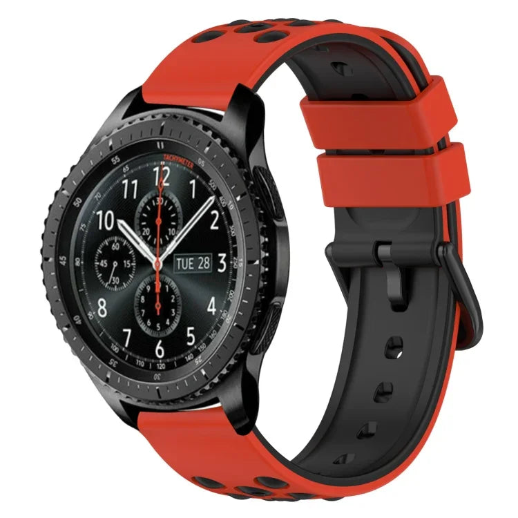 22mm Two-Color Porous Silicone Watch Band, For Samsung Galaxy Watch3 45mm, For Samsung Galaxy Watch 46mm, For Samsung Gear S3 Classic, For Samsung Gear S3 Frontier