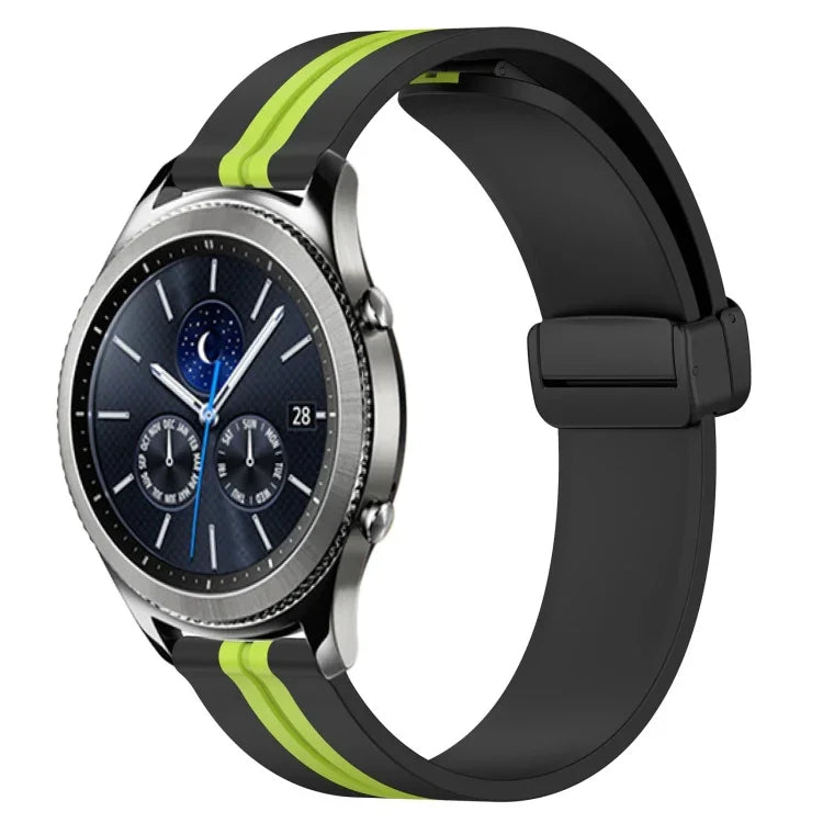 22mm Folding Magnetic Clasp Silicone Watch Band, For Samsung Galaxy Watch3 45mm, For Samsung Galaxy Watch 46mm, For Samsung Gear S3 Classic, For Samsung Gear S3 Frontier