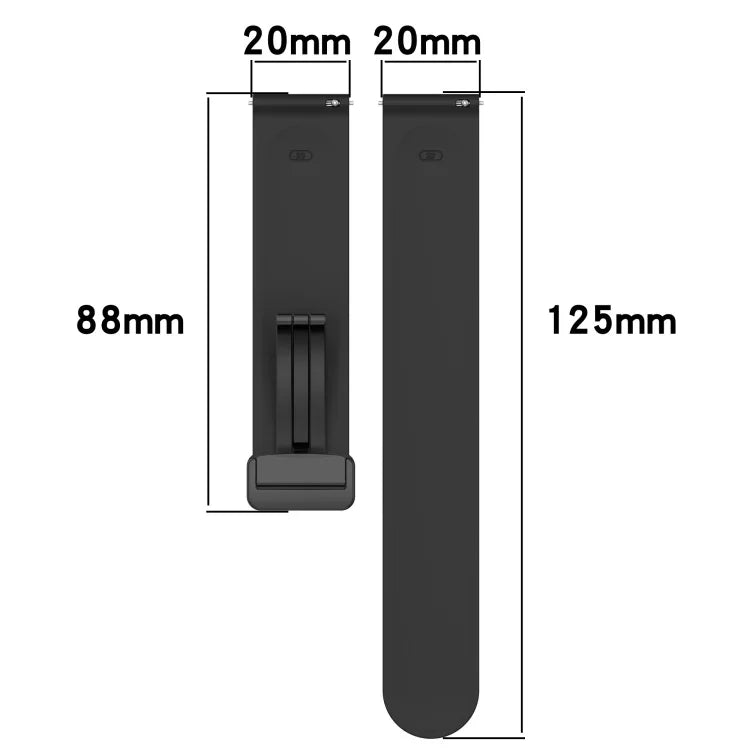 20mm Folding Magnetic Clasp Silicone Watch Band, For Samsung Galaxy Watch Active 2 40mm, For Samsung Galaxy Watch Active 2 44mm, For Samsung Galaxy Watch 42mm