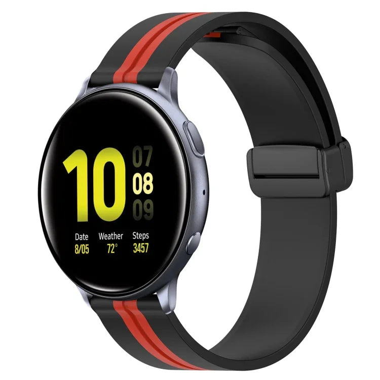 20mm Folding Magnetic Clasp Silicone Watch Band, For Samsung Galaxy Watch Active 2 40mm, For Samsung Galaxy Watch Active 2 44mm, For Samsung Galaxy Watch 42mm
