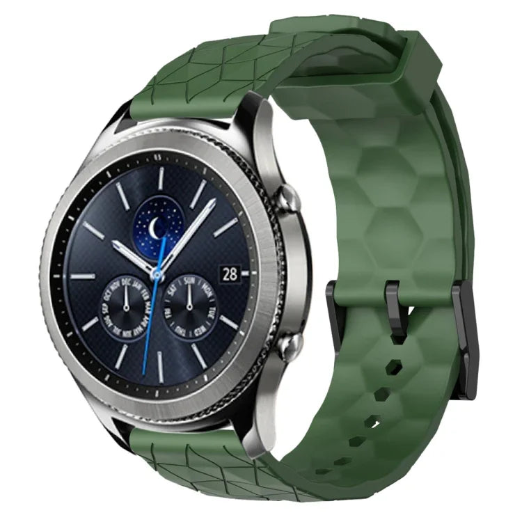 22mm Football Pattern Solid Color Silicone Watch Band, For Samsung Galaxy Watch3 45mm, For Samsung Galaxy Watch 46mm, For Samsung Gear S3 Classic, For Samsung Gear S3 Frontier