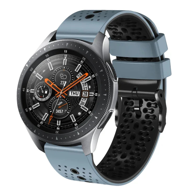 22mm Perforated Two-Color Silicone Watch Band, For Samsung Galaxy Watch3 45mm, For Samsung Galaxy Watch 46mm, For Samsung Gear S3 Classic, For Samsung Gear S3 Frontier
