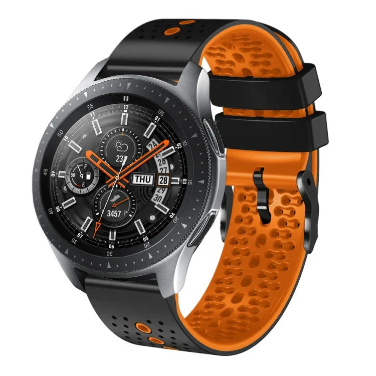 22mm Perforated Two-Color Silicone Watch Band, For Samsung Galaxy Watch3 45mm, For Samsung Galaxy Watch 46mm, For Samsung Gear S3 Classic, For Samsung Gear S3 Frontier